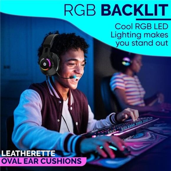 HP Gaming Headset with Microphone Wired Over Ear Gaming Headphones - Picture 5 of 8